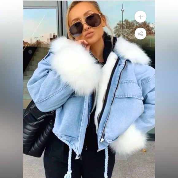 Fur denim jacket